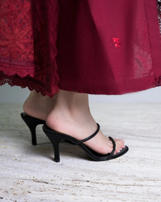 Black Mesh Kitten Heels -