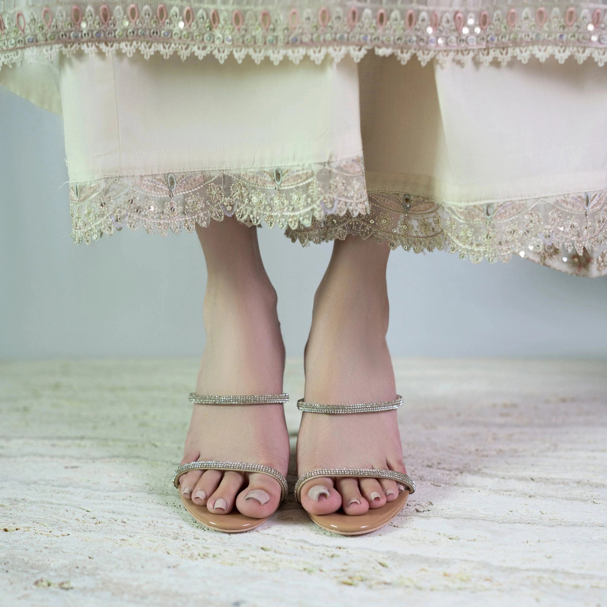 Nude Mesh Kitten Heels -