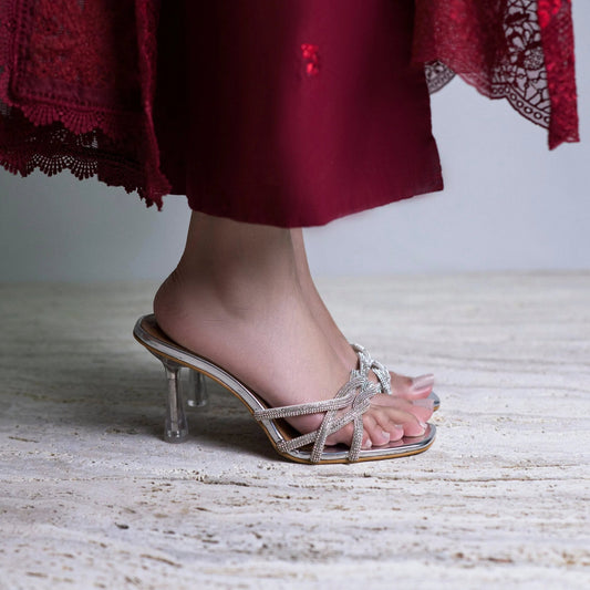 Sparkly Silver Rhinestone Heels -