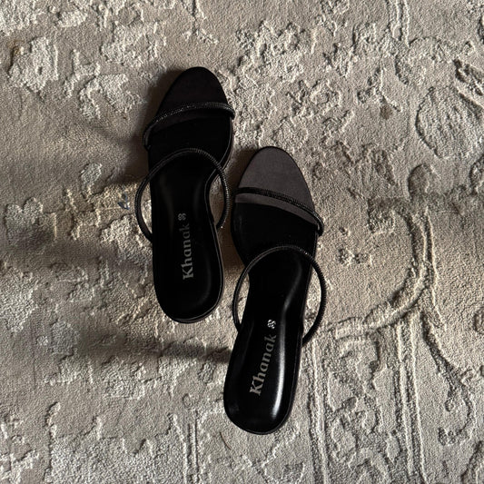 Black Mesh Kitten Heels - 