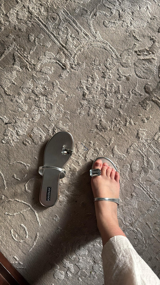 Crystal Toe Ring Sandals - 