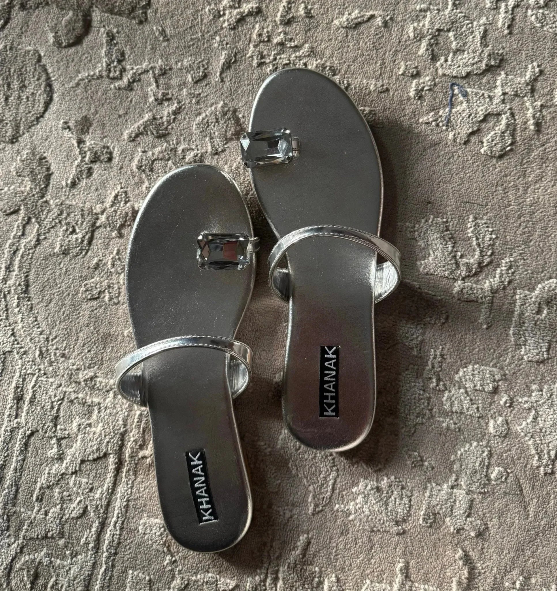 Crystal Toe Ring Sandals - 