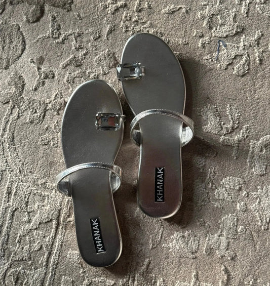 Crystal Toe Ring Sandals - 