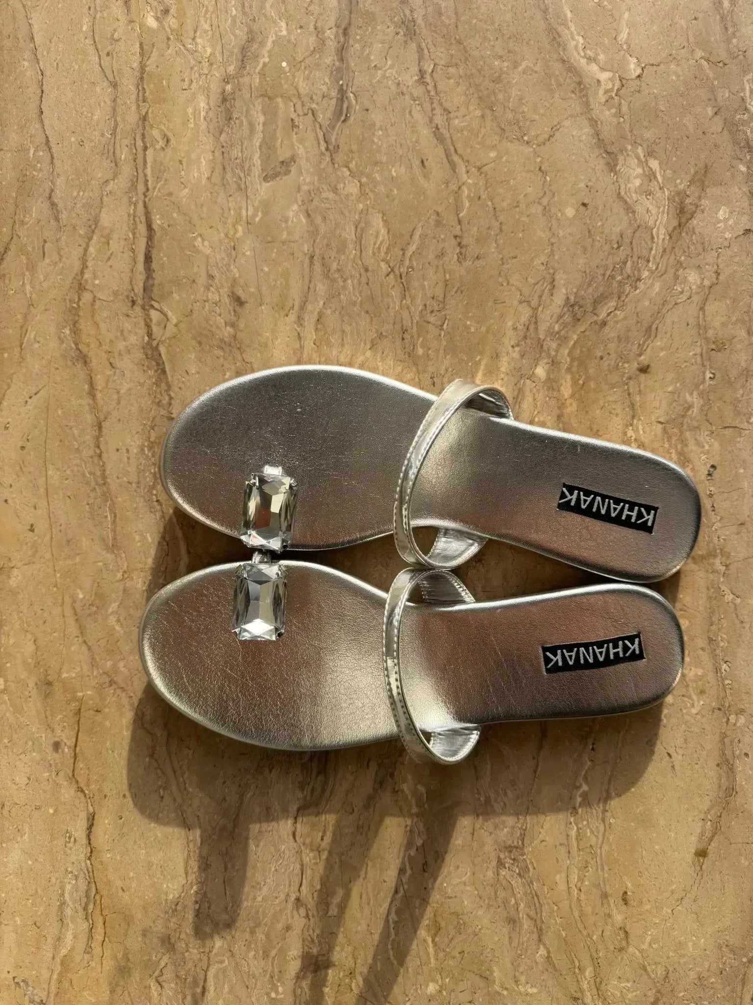 Crystal Toe Ring Sandals - 