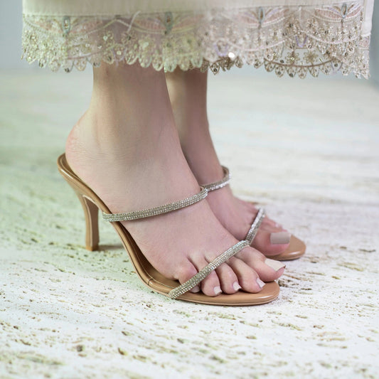 Nude Mesh Kitten Heels - 