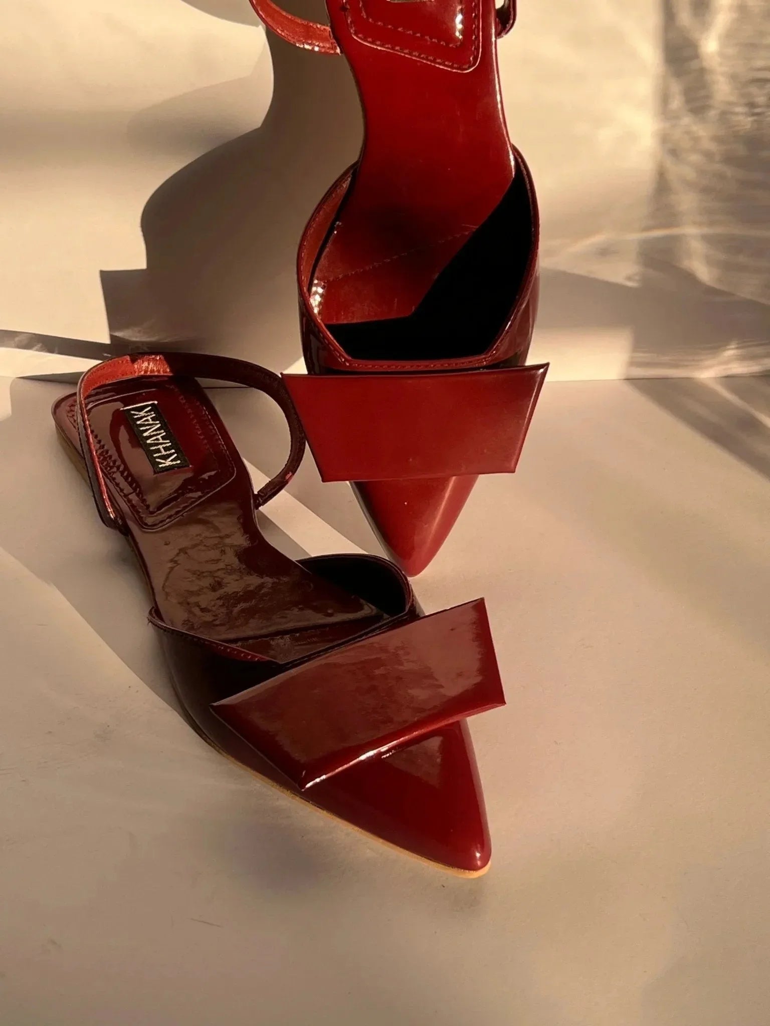 Pointed Toe Burgundy Flats - 