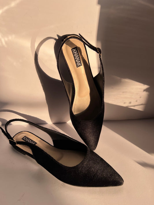 Pointed Toe Slingback Flats - 