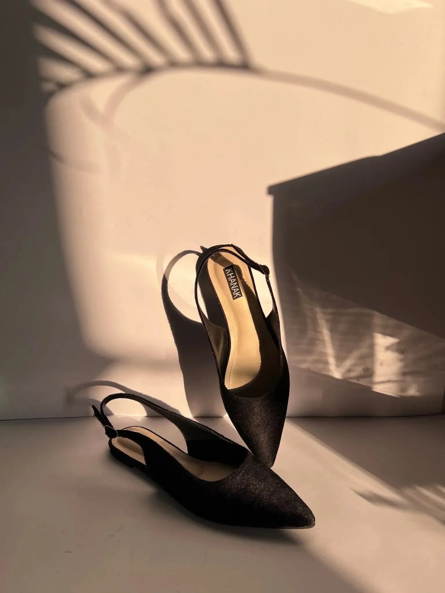 Pointed Toe Slingback Flats - 