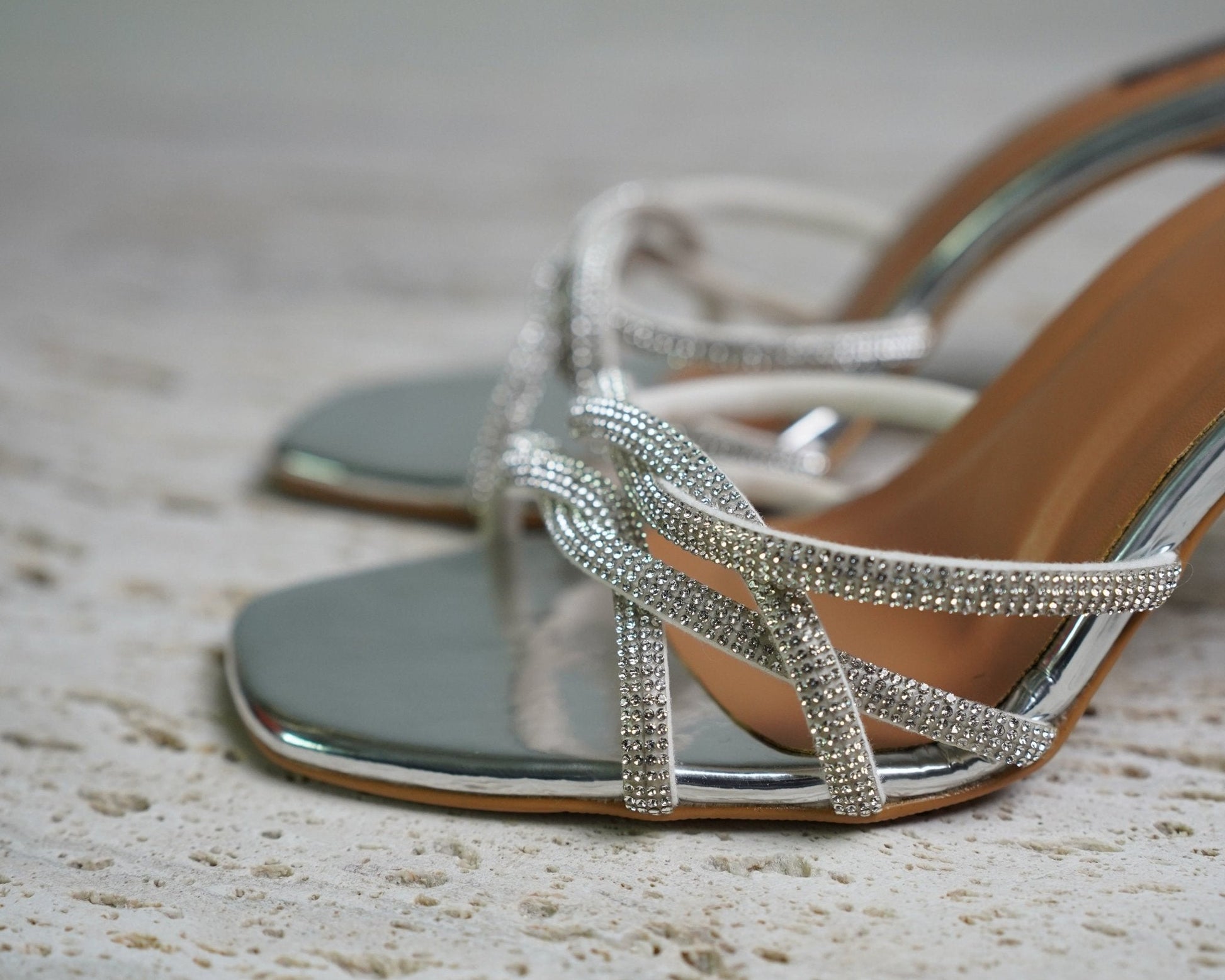 Sparkly Silver Rhinestone Heels - 