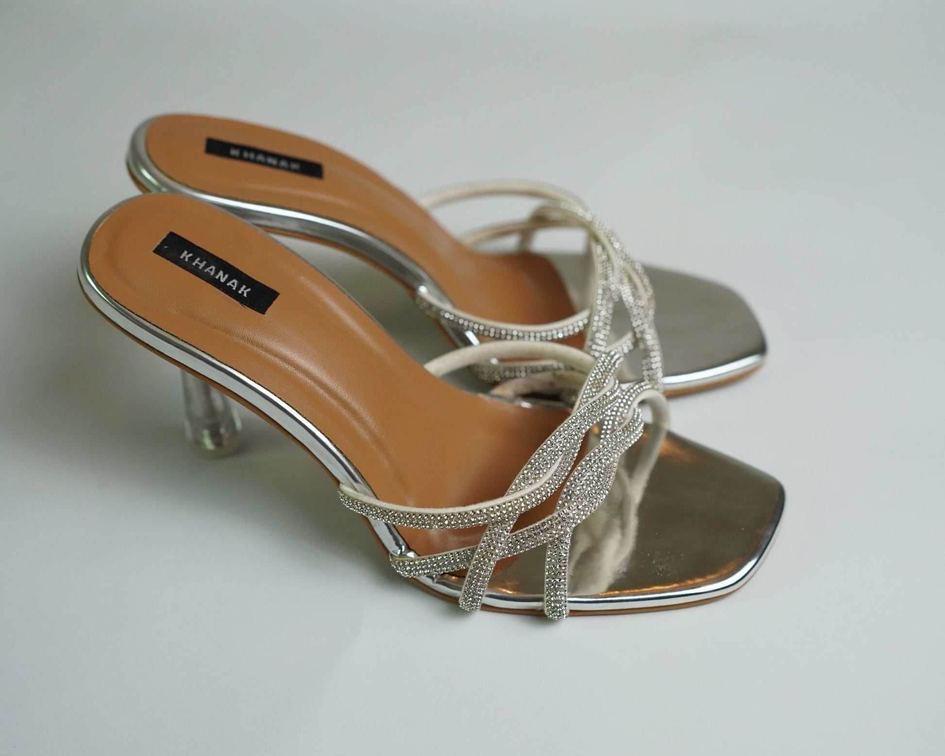 Sparkly Silver Rhinestone Heels - 