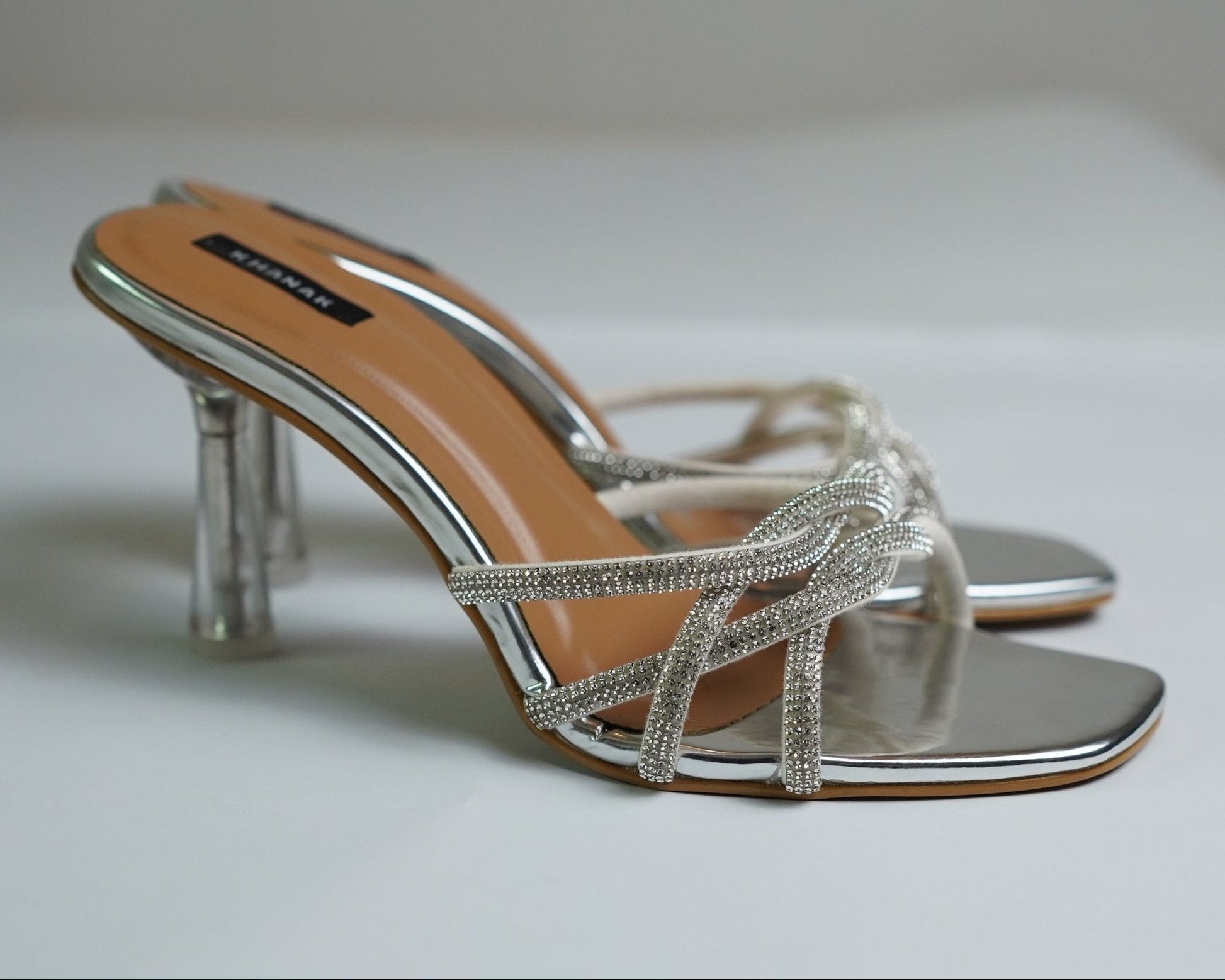 Sparkly Silver Rhinestone Heels - 